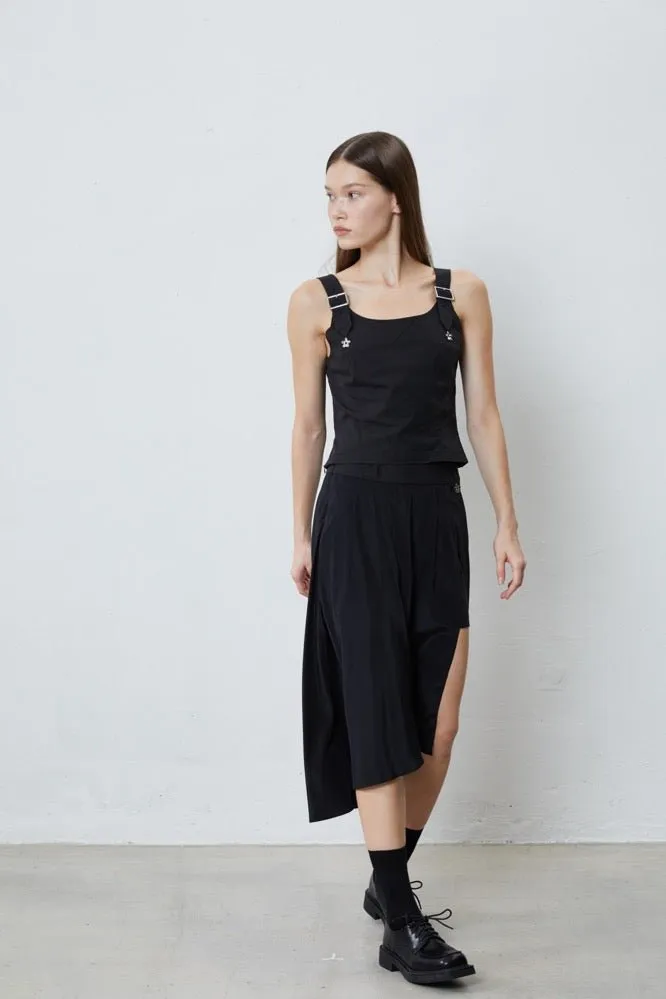 Front Slit Culottes in Black