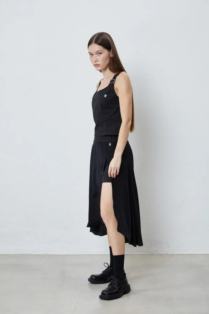 Front Slit Culottes in Black