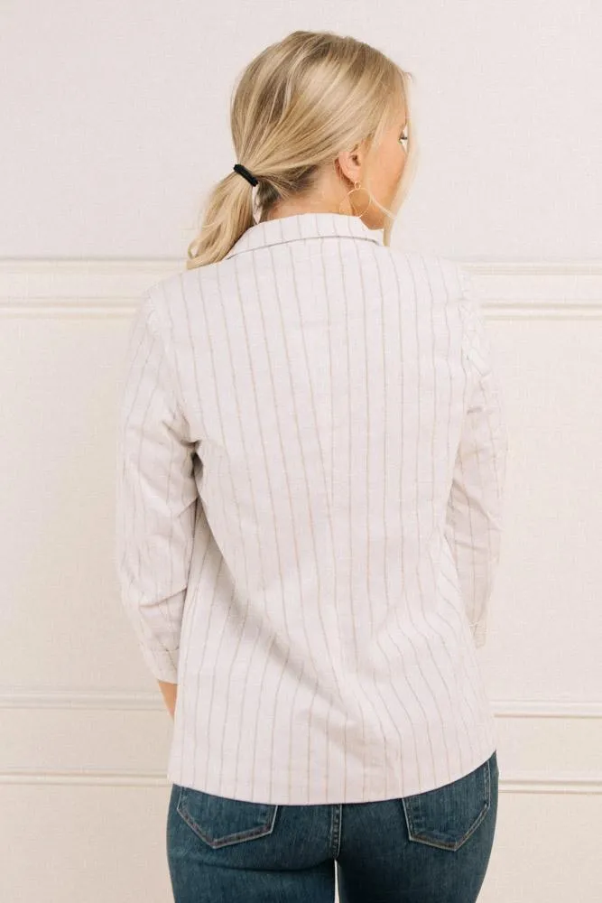 Goldy Pinstriped Blazer in Ivory