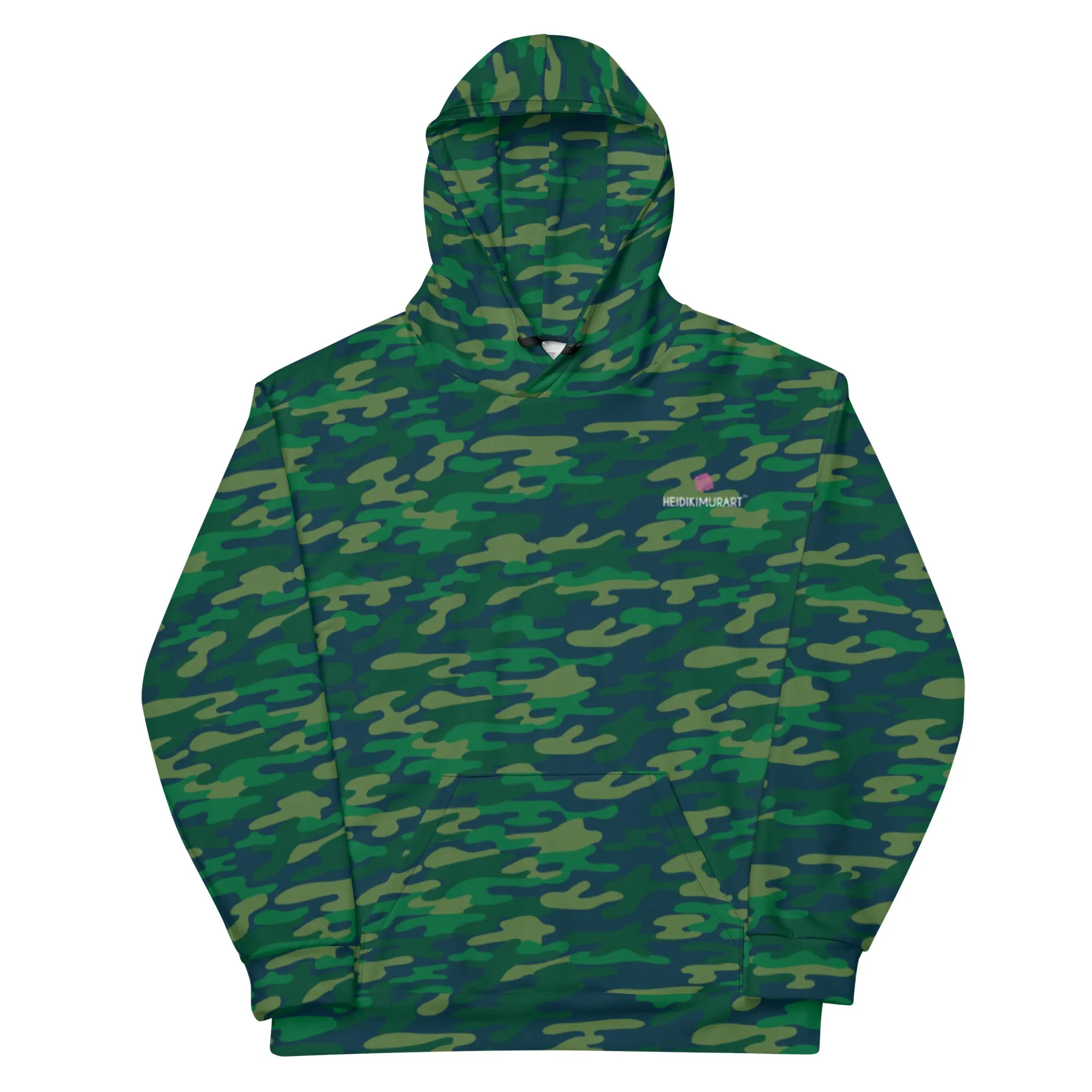 Green Camouflaged Print Unisex Hoodie, Camouflaged Army Military Print Best Men's or Women's Hoodies - Made in USA/EU/MX