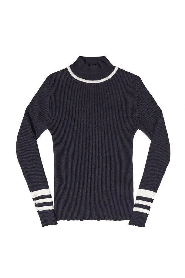 GREENICH Color Block Knit Turtle Neck_Navy