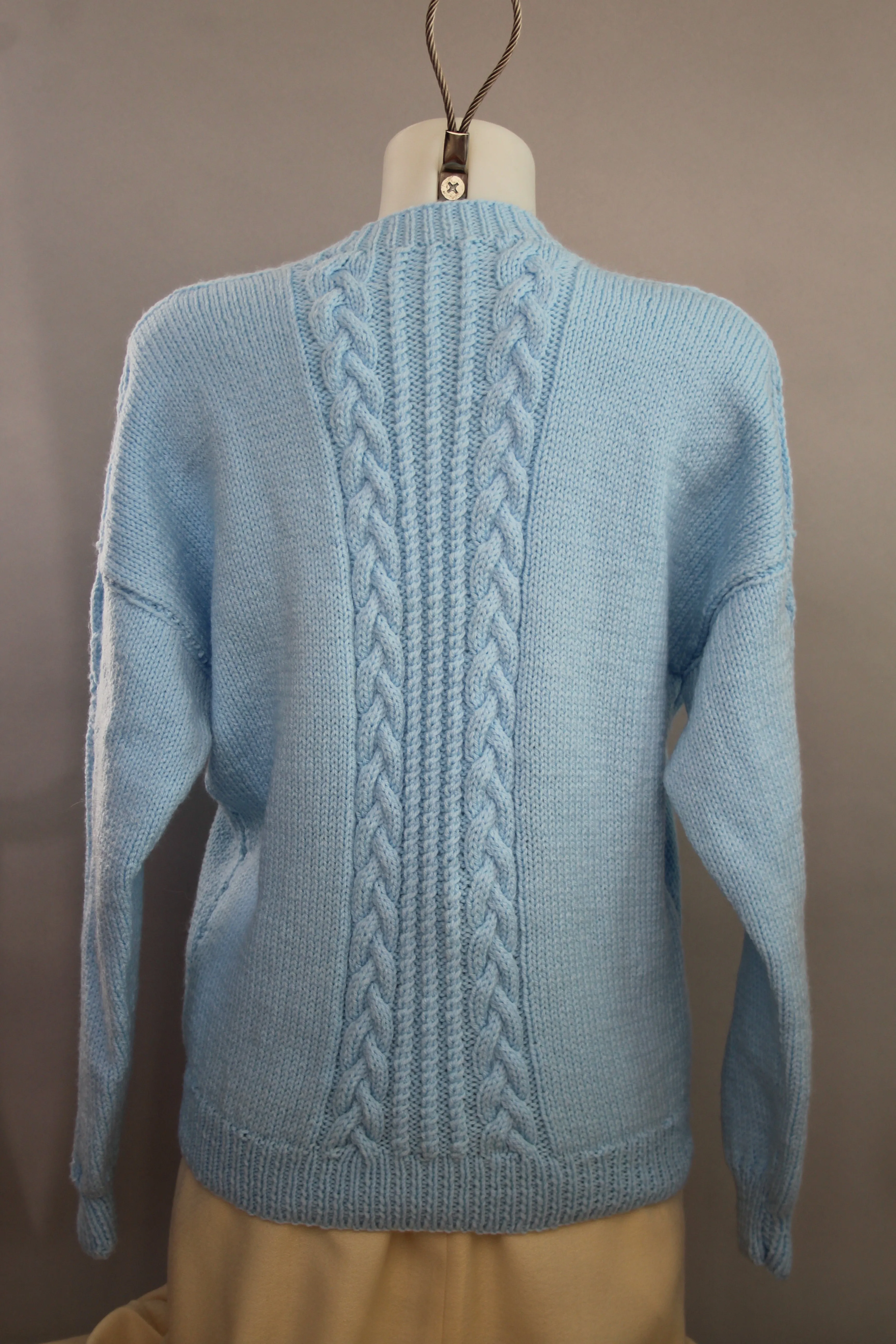 Hand Knit Chunky Blue Sweater - M