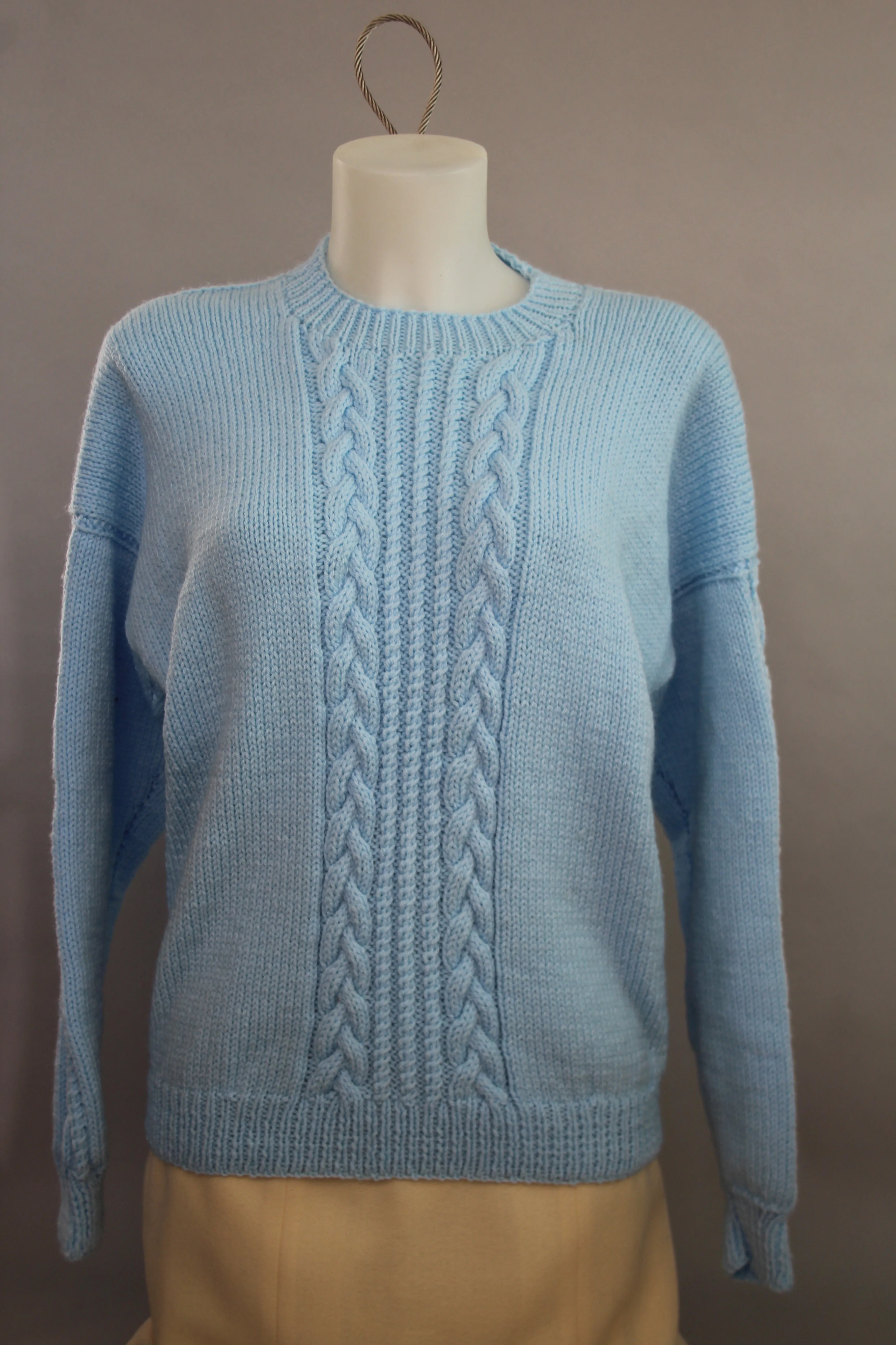 Hand Knit Chunky Blue Sweater - M