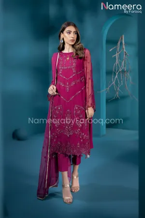 HSY Pakistani Salwar Kameez in Maroon Color 2021 #PF54