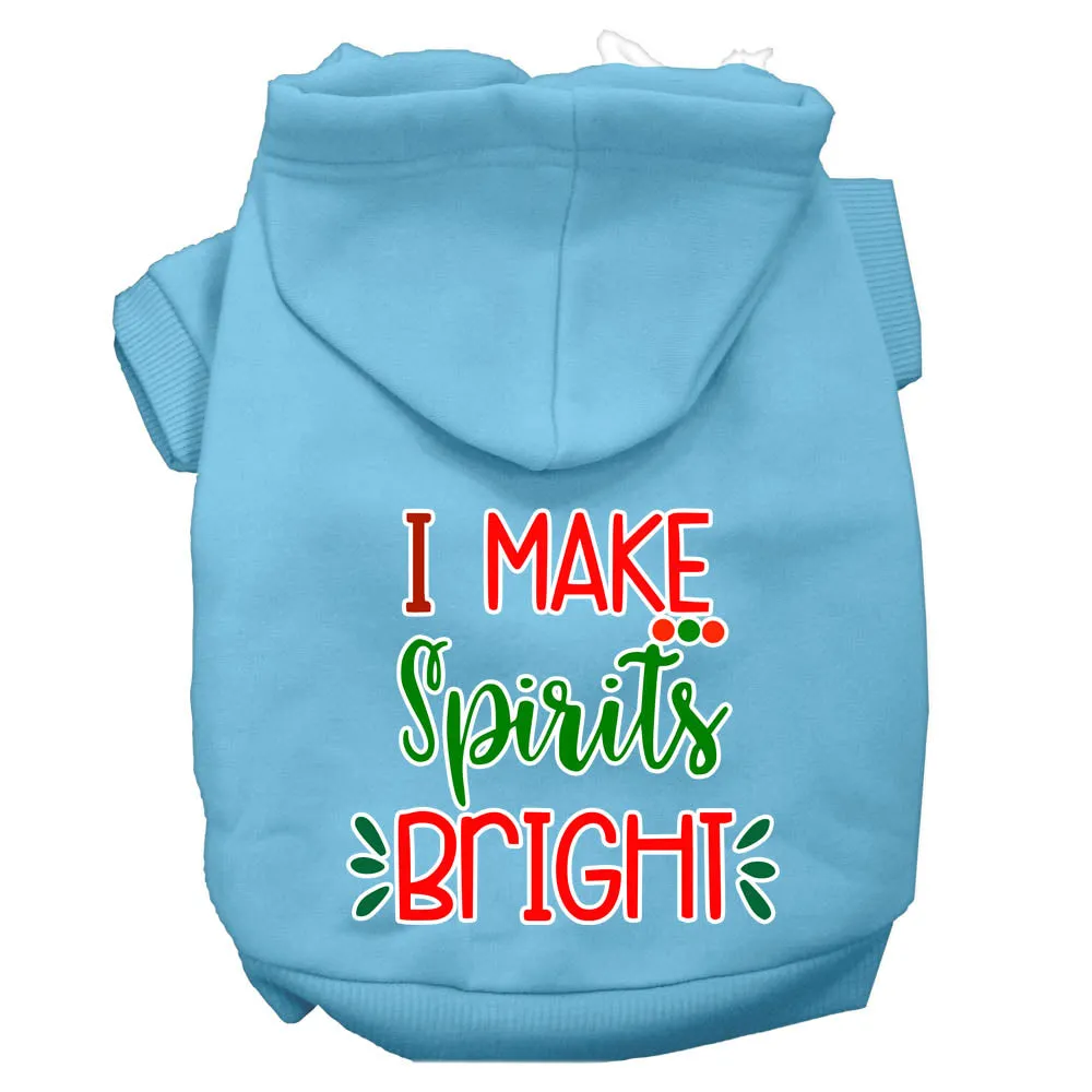 I Make Spirits Bright Screen Print Dog Hoodie Baby Blue Xxl