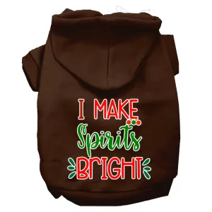 I Make Spirits Bright Screen Print Dog Hoodie Brown Xs