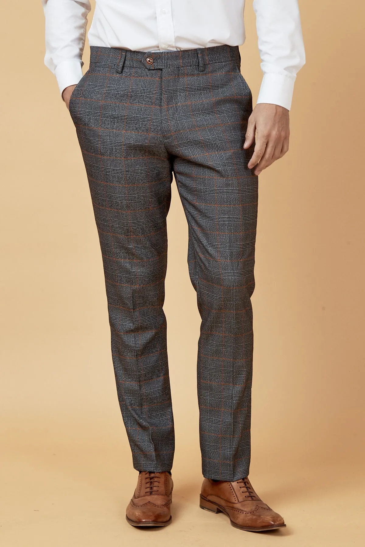 JENSON - Grey Check Suit with Double Breasted Waistcoat