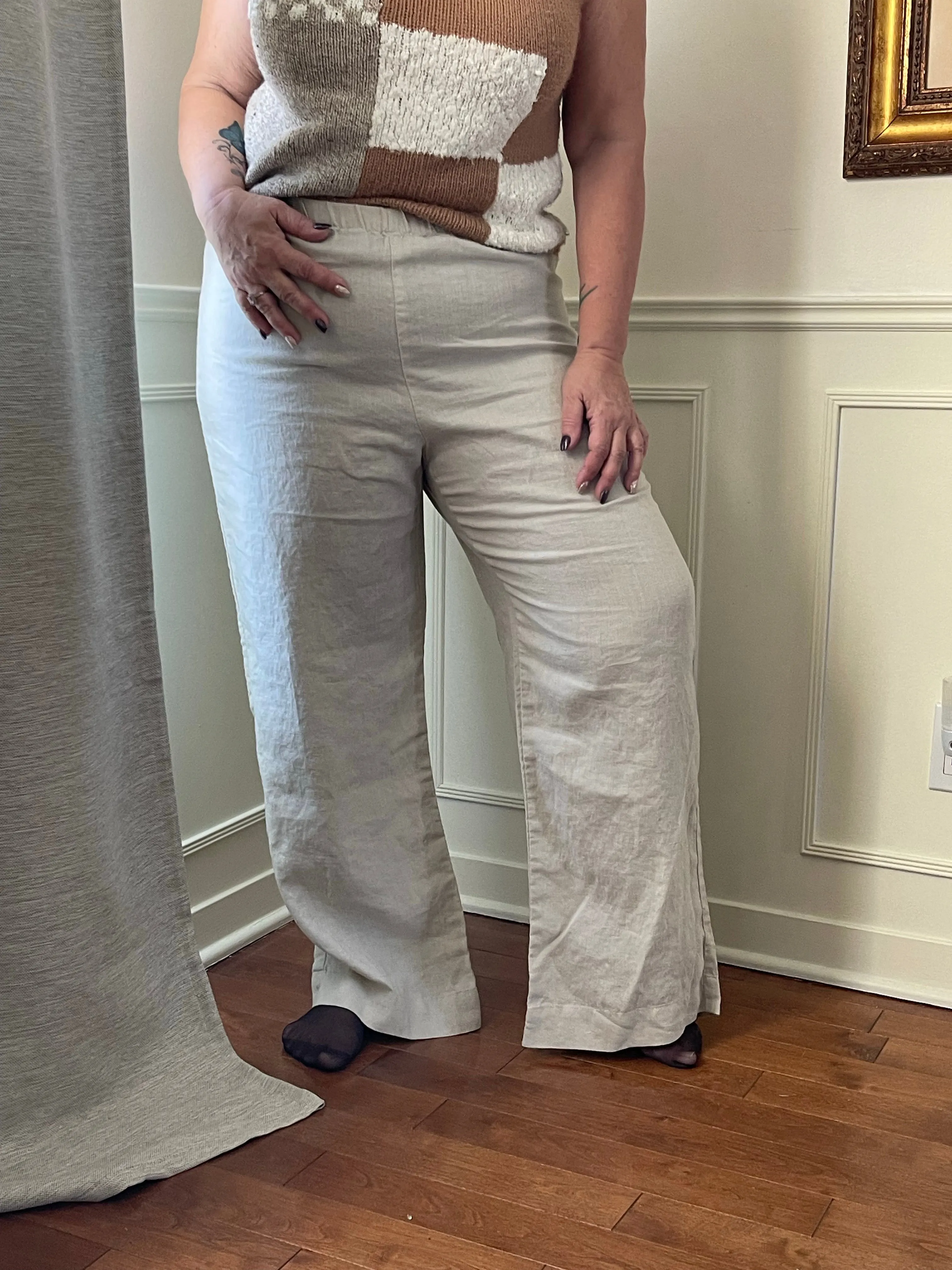 JNY Greige Linen Culottes - XL