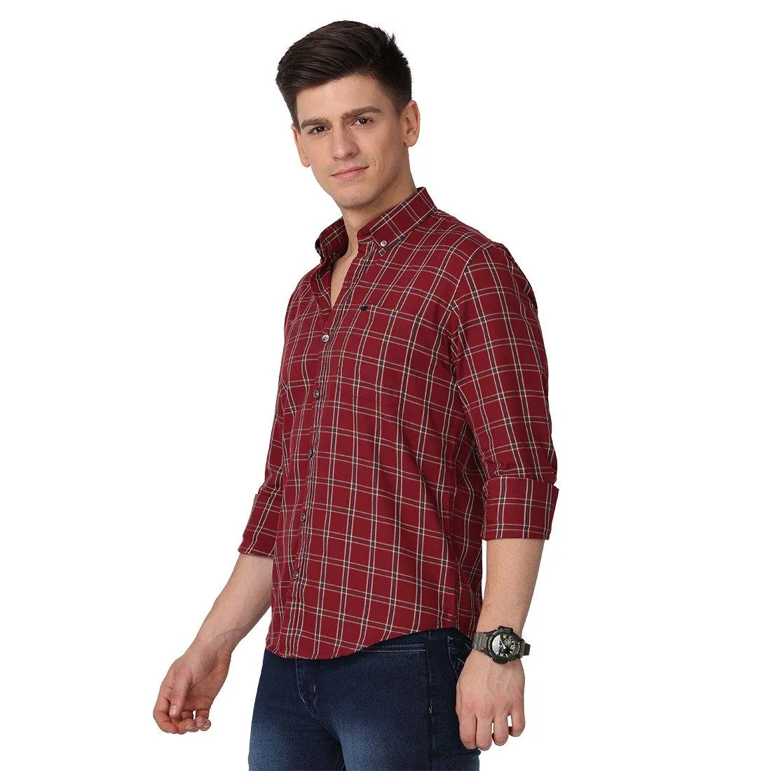 KEF Checkered Marvel Full Sleeve Slim Fit Shirt