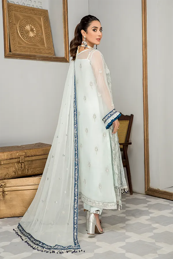 Latest Pakistani Salwar Kameez in Ice Blue Shade #PF480