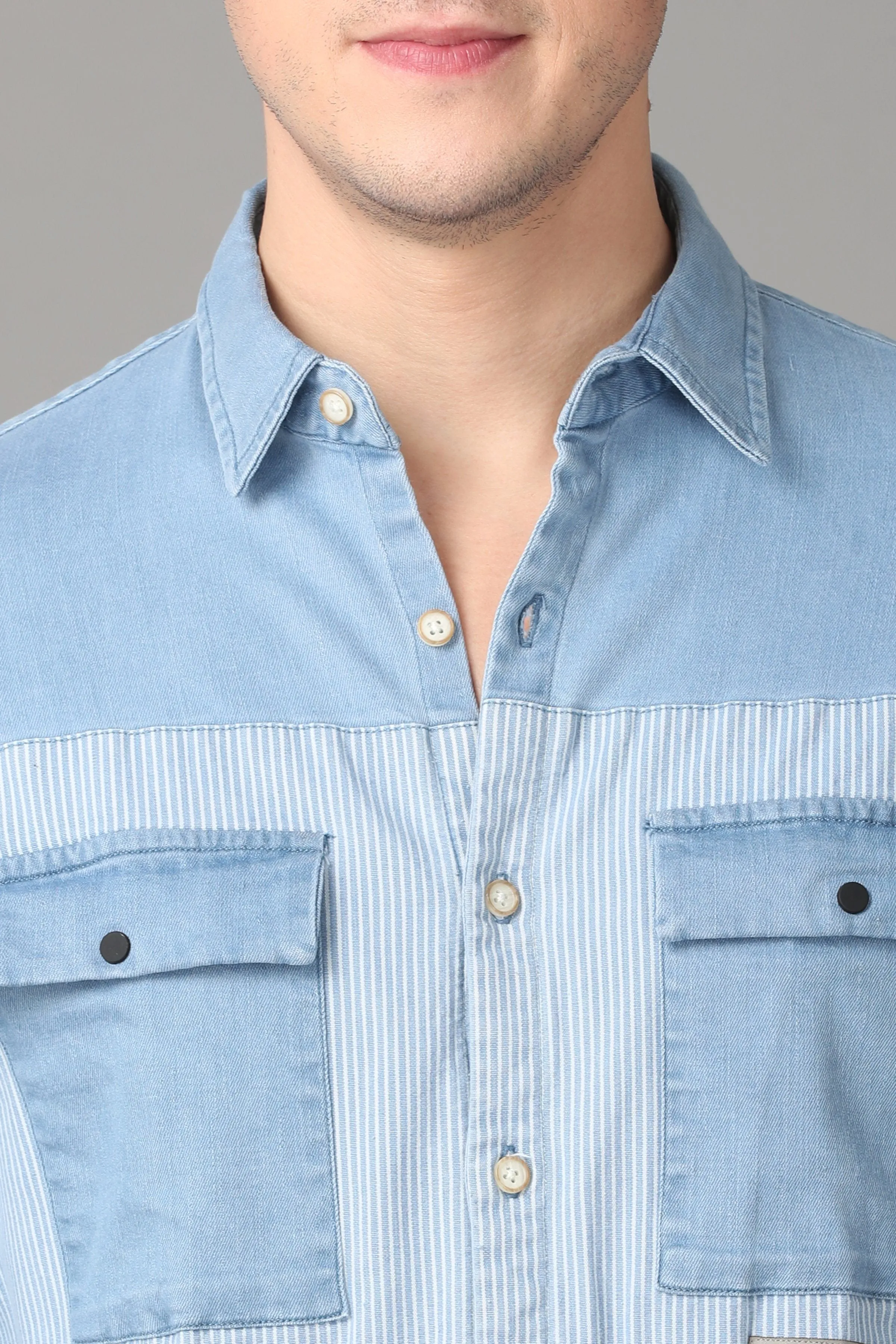 Light Blue and white Denim Shirt