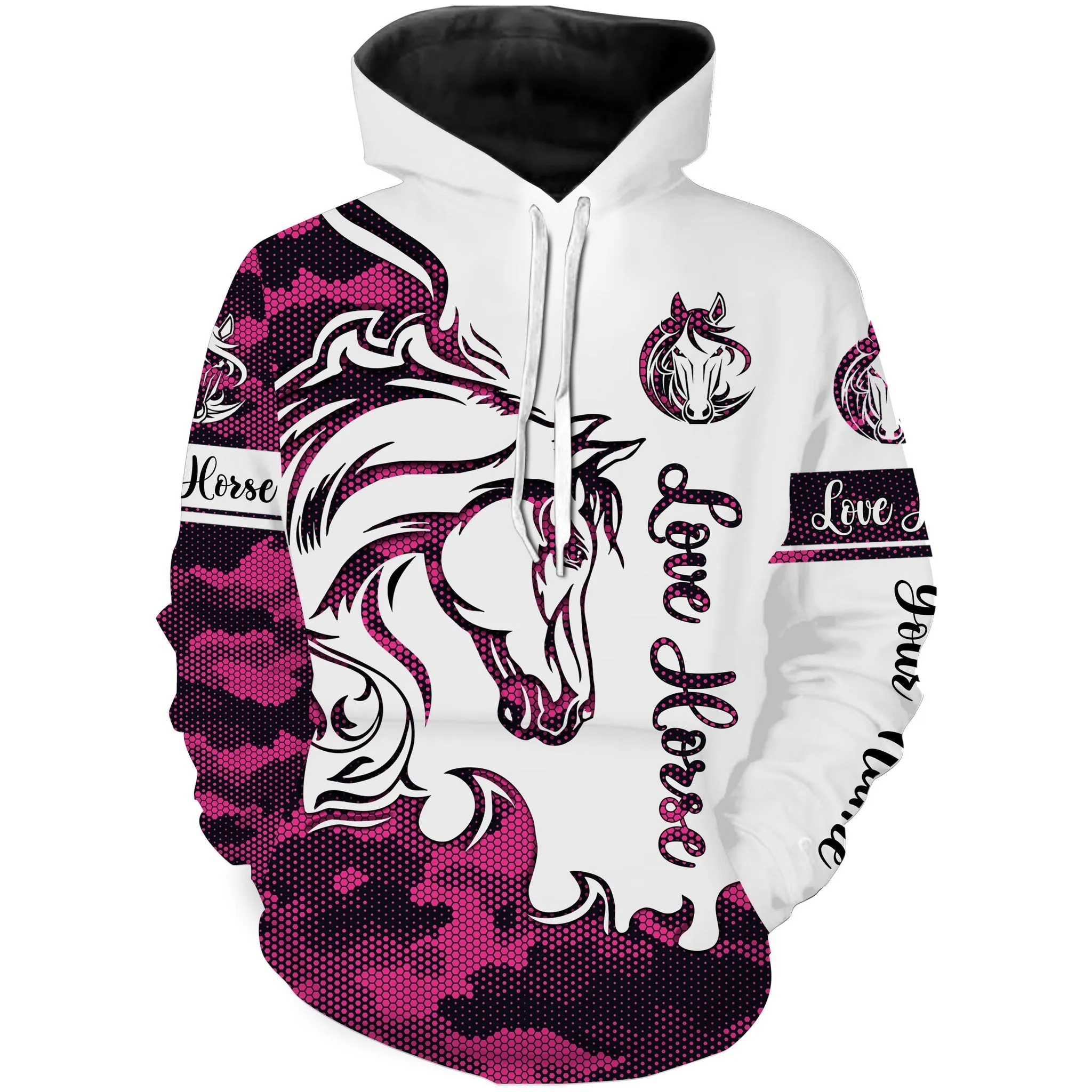 Love Horse Pink Camo Customize Name 3D All Over Printed Shirts Personalized Horse Lovers Gift