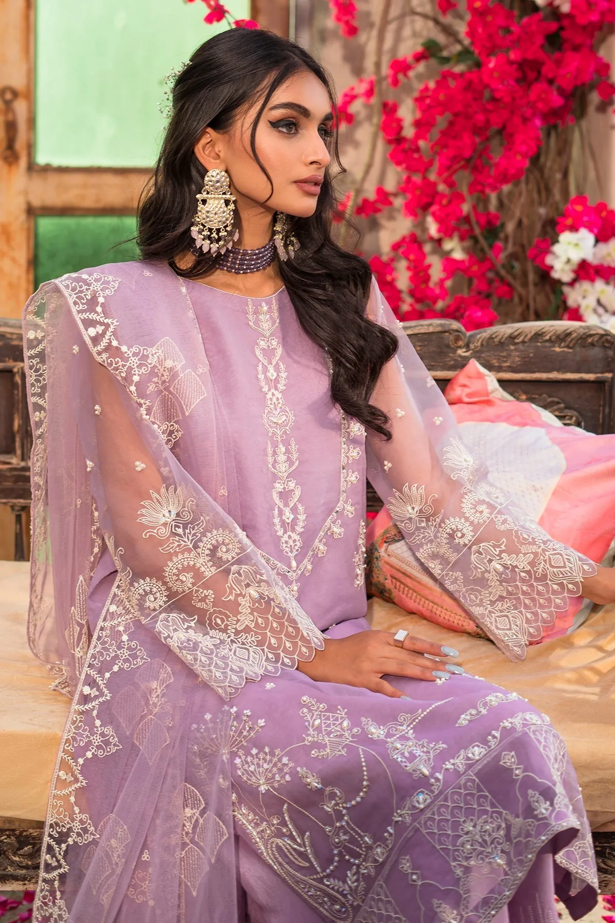 Luxury Lilac Organza Pakistani Salwar Kameez Dupatta Salwar Suit