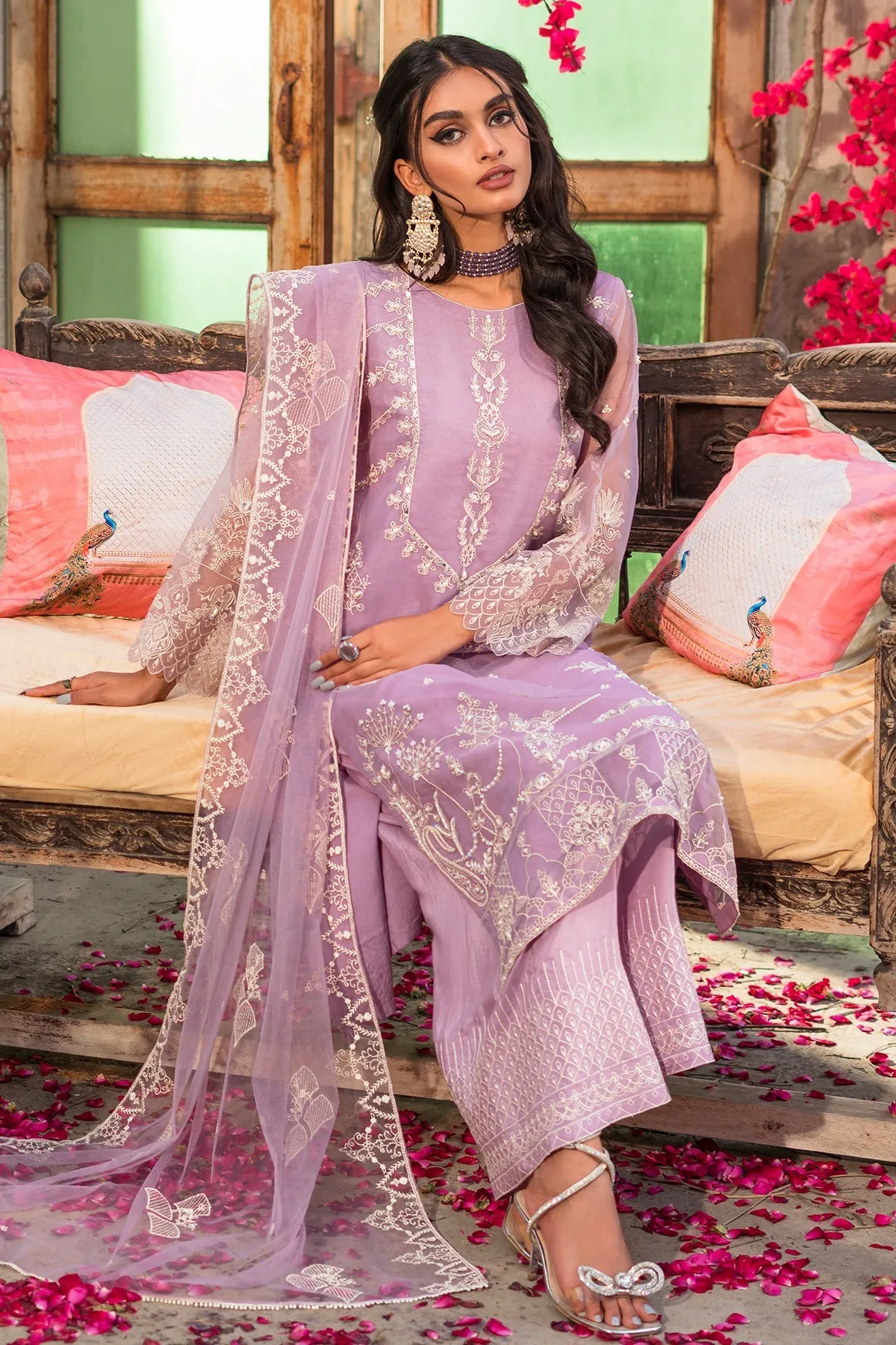 Luxury Lilac Organza Pakistani Salwar Kameez Dupatta Salwar Suit