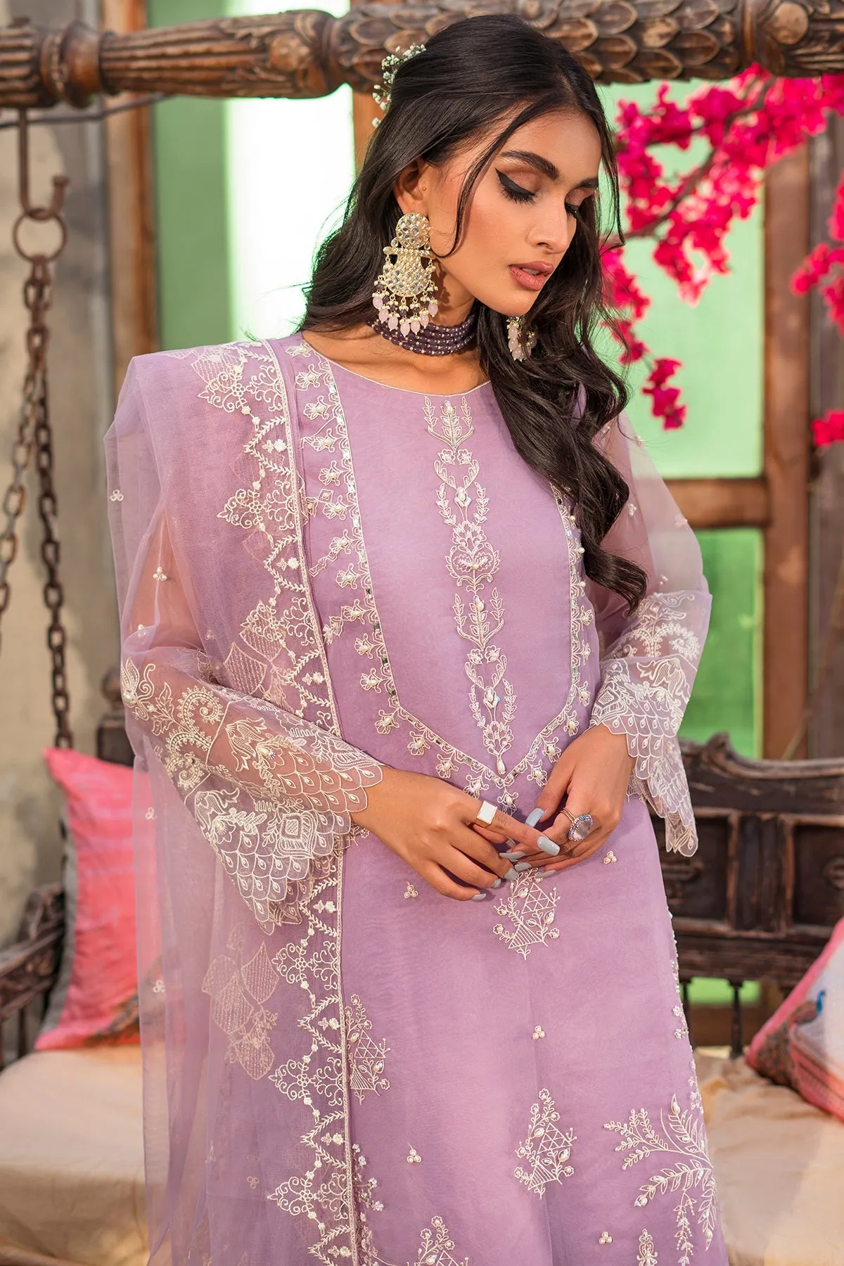 Luxury Lilac Organza Pakistani Salwar Kameez Dupatta Salwar Suit