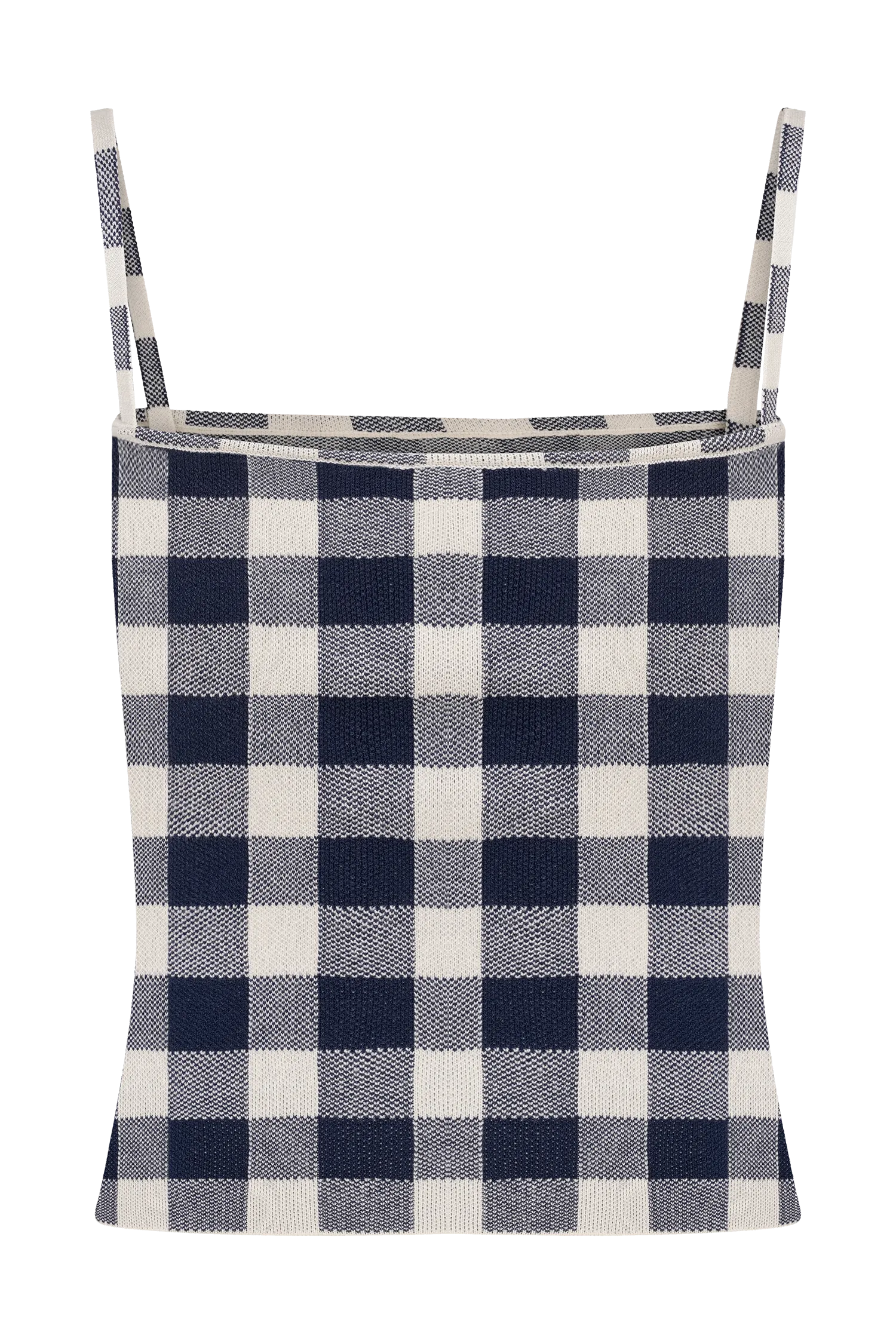 Marcie Sleeveless Knit Top - Navy Gingham