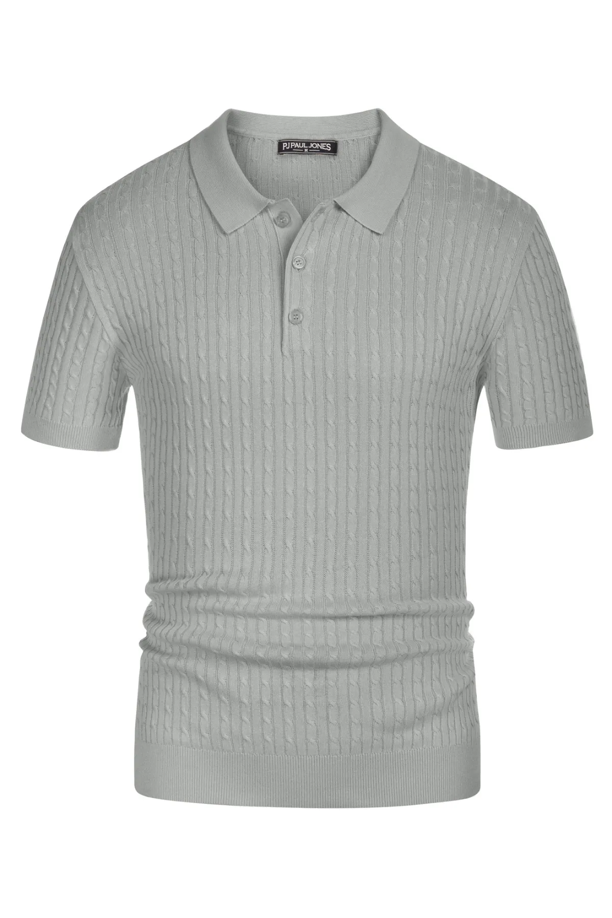 Men's Short Sleeve Polo Pullover Shirts Classic Cable Knitted Golf Polo Casual Shirts