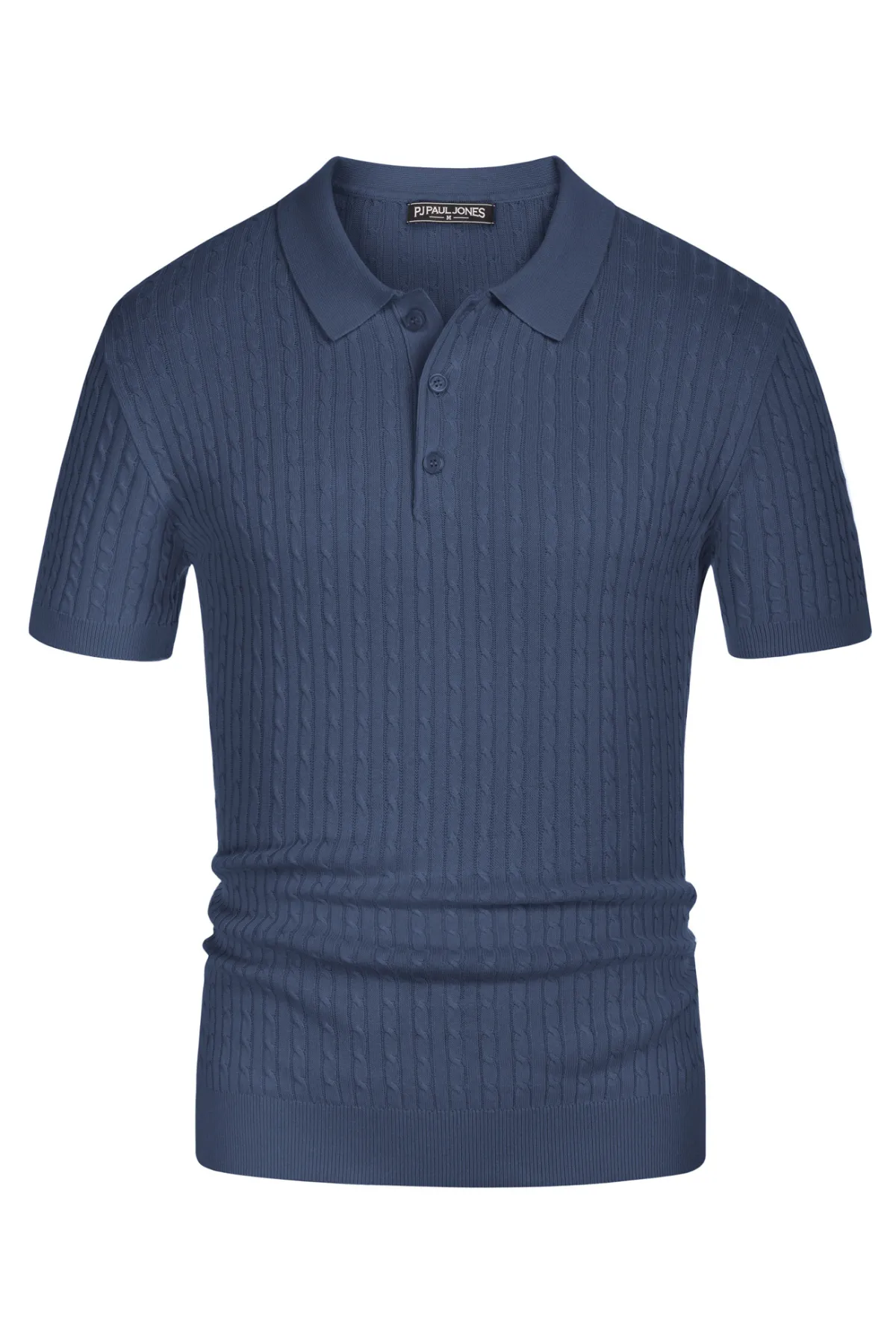 Men's Short Sleeve Polo Pullover Shirts Classic Cable Knitted Golf Polo Casual Shirts