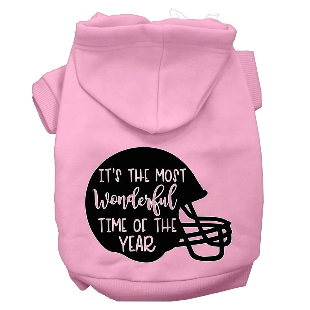 Most Wonderful Time Of The Year (football) Screen Print Dog Hoodie Light Pink S