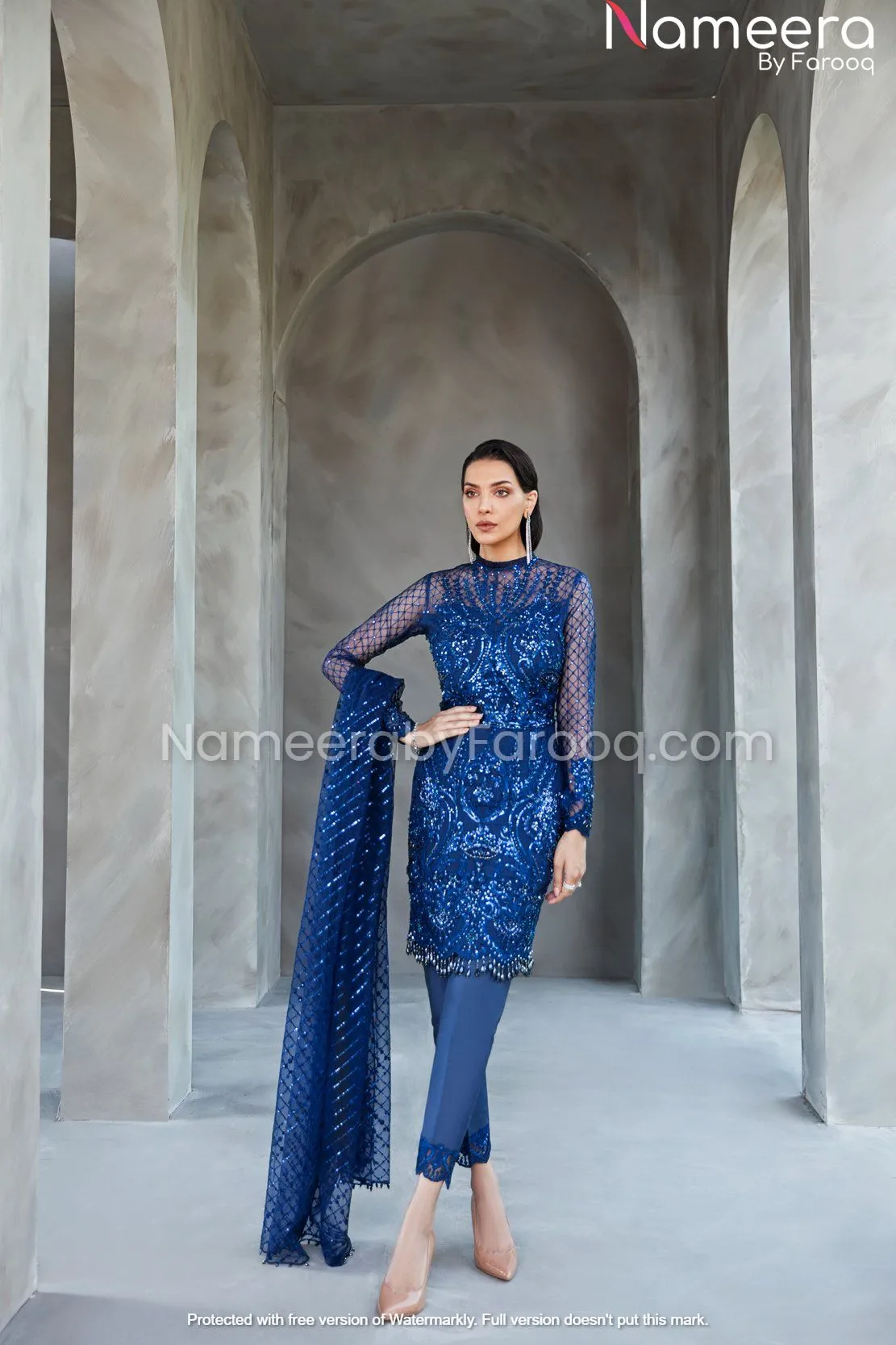 Navy Blue Salwar Kameez for Wedding Wear Online #PN106