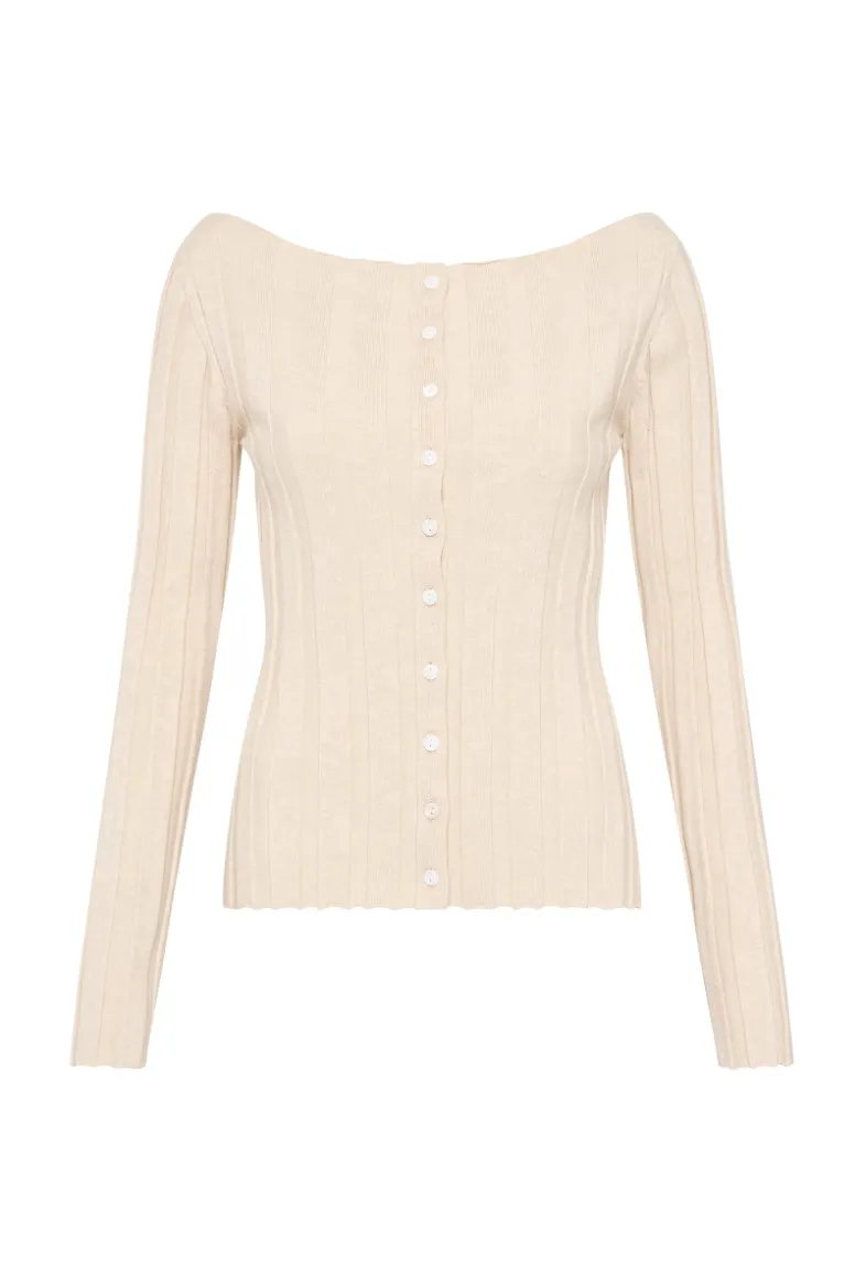 Nude Lucy - Aneke Knit Top (Cream Marle)