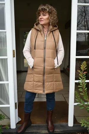 Padded Longline Gilet - Petite | Tan