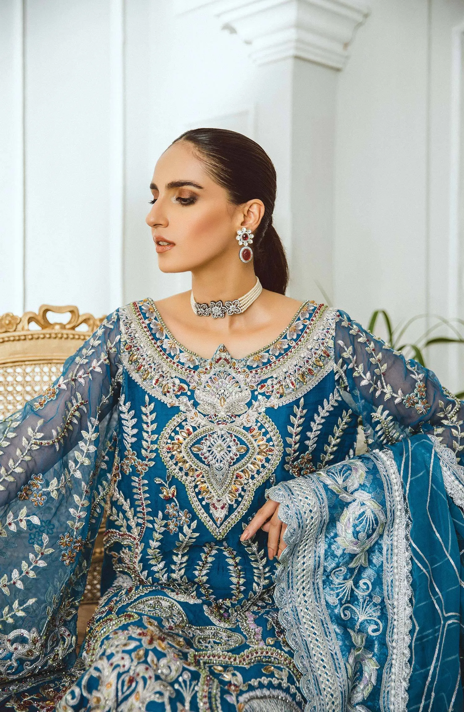 Pakistani Clothing Online In Blue Color 2021 #PF173