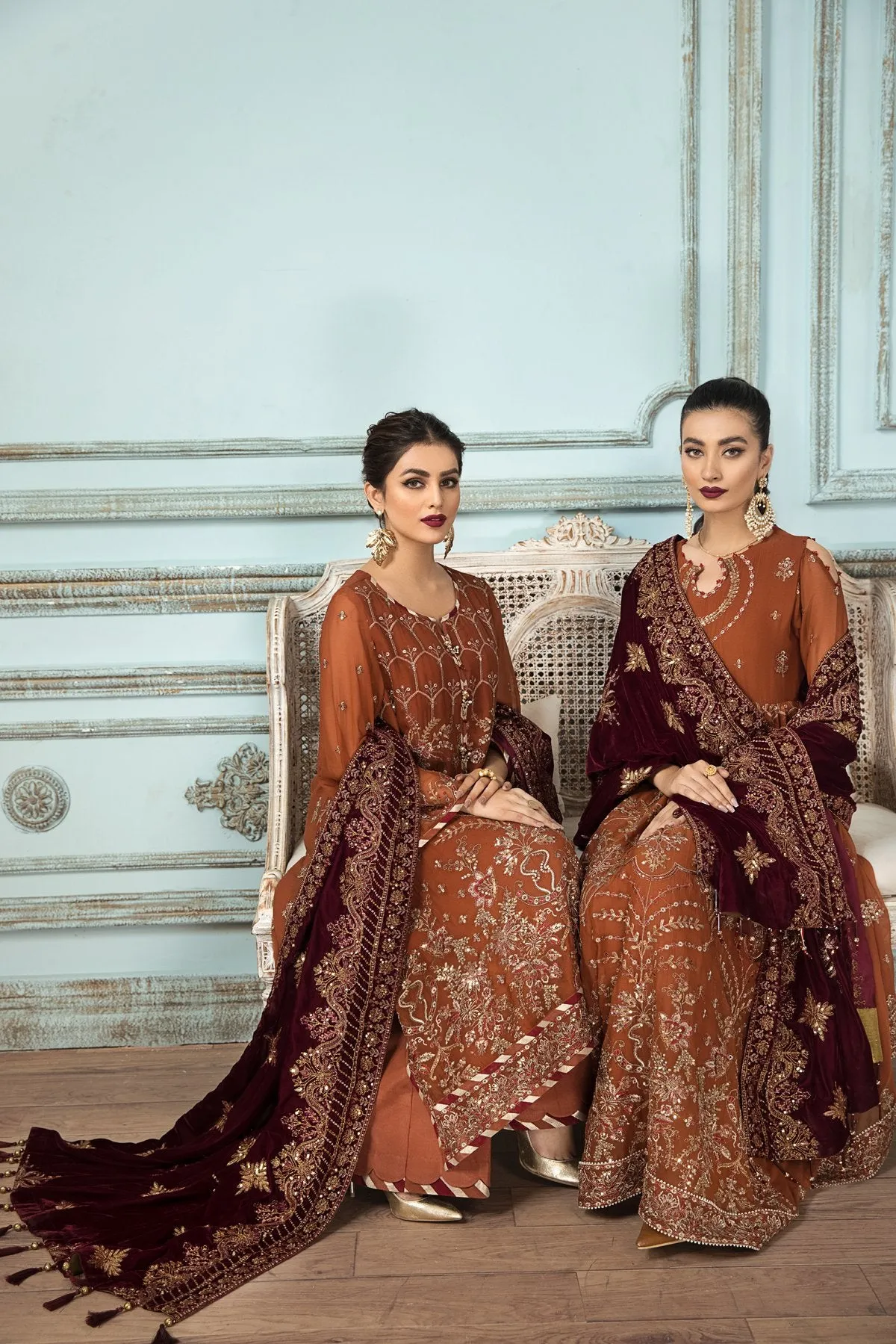 Pakistani Kameez Salwar in Rusty Brown Shade #PF287