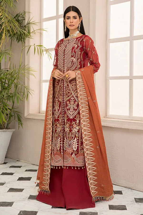 Pakistani Kameez with Sharara in Scarlet Shade #PF349