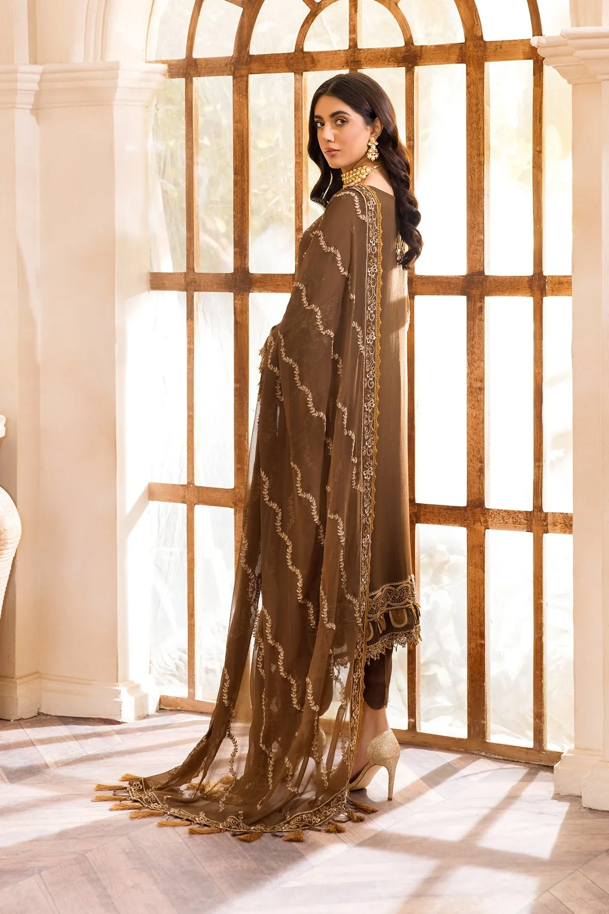 Pakistani Salwar Kameez Latest in Mehndi Shade #PF437