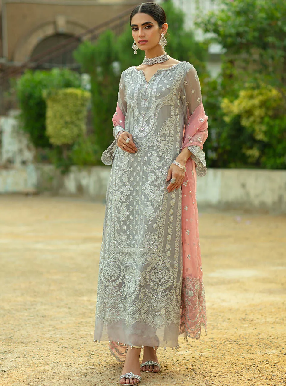 Pakistani Wedding Dress In Silver Grey Color #PF236