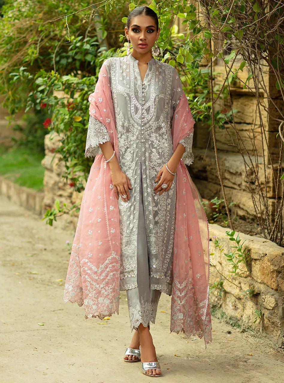 Pakistani Wedding Dress In Silver Grey Color #PF236