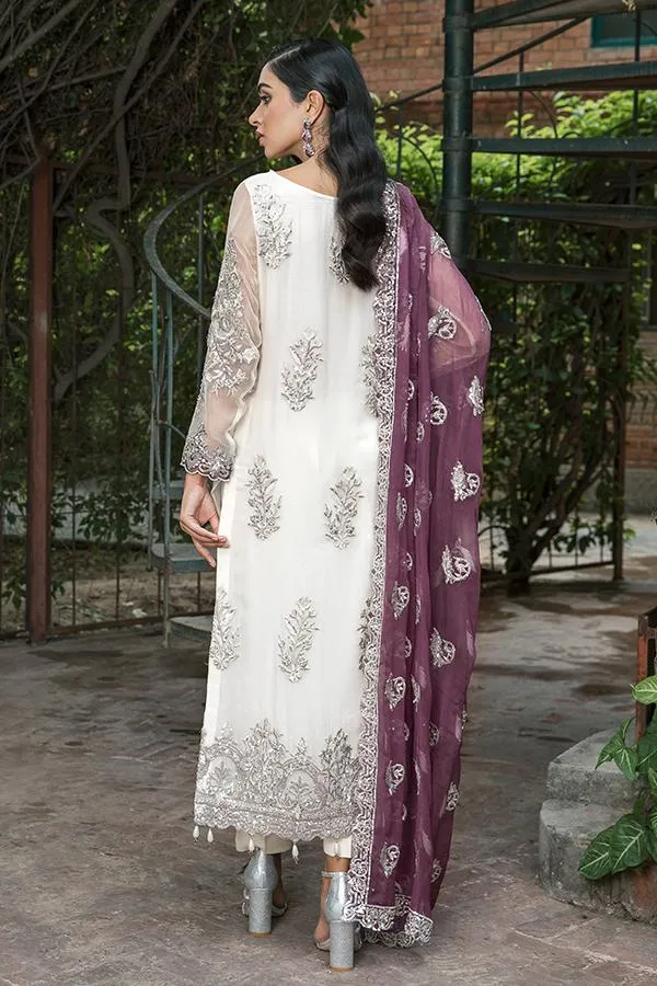 Pakistani White Chiffon Dress Party Wear 2021 #PF134