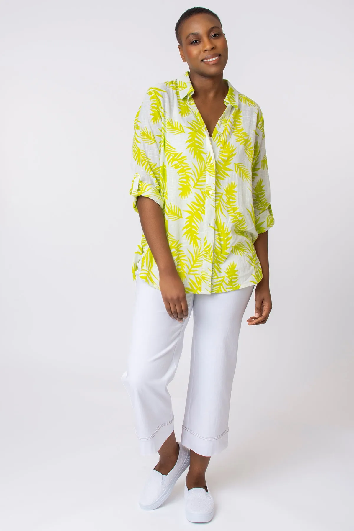 Palm leaf print shirt