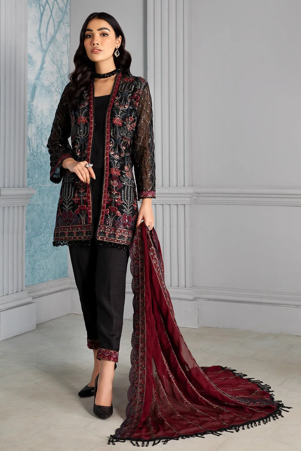 Party Wear Black Dress Pakistani by Designer #PF321