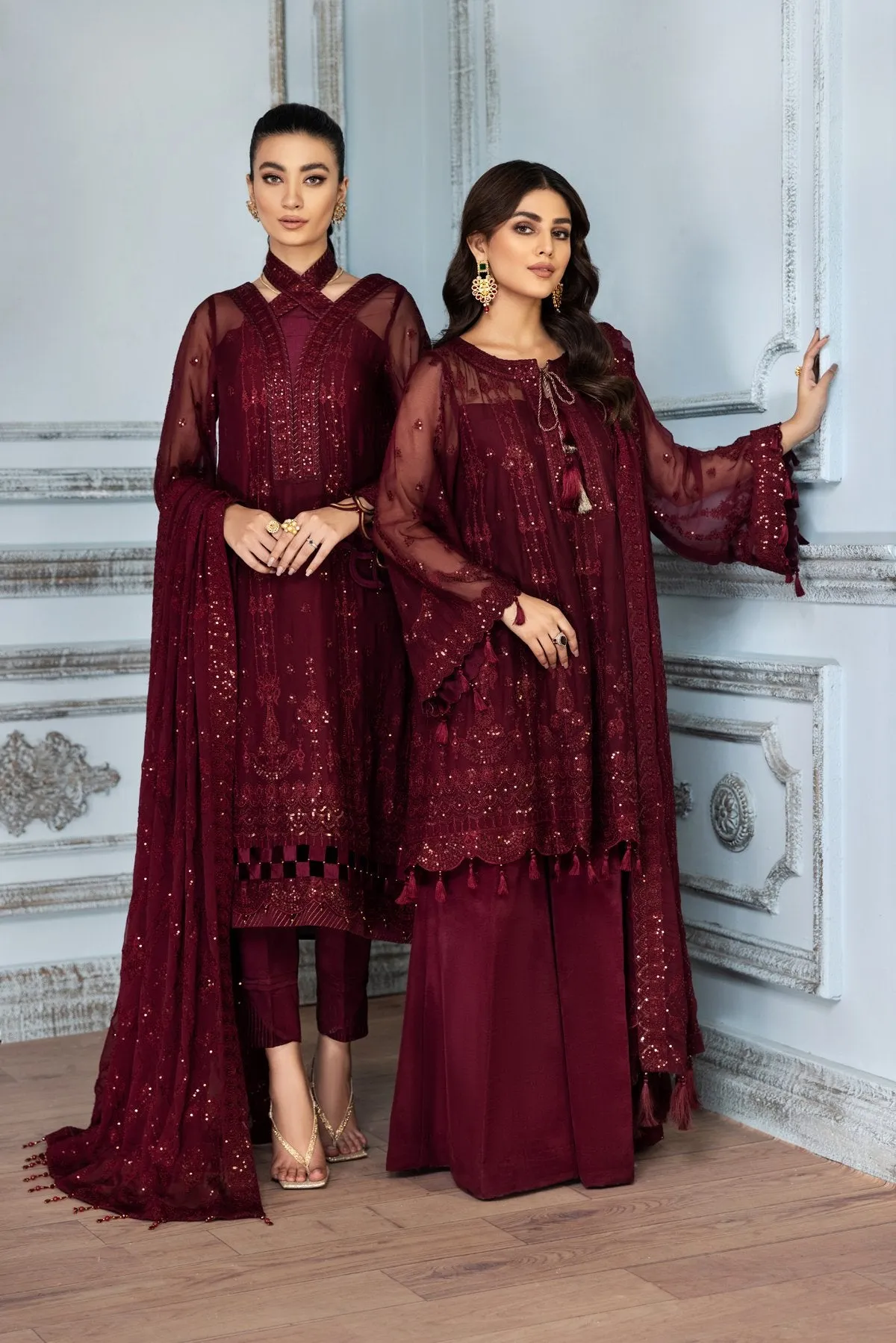 Party Wear Pakistani Frock Dress in Plum Shade #PF285