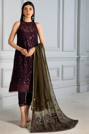 Purple Pakistani Dress with Delicate Embroidery #PF323