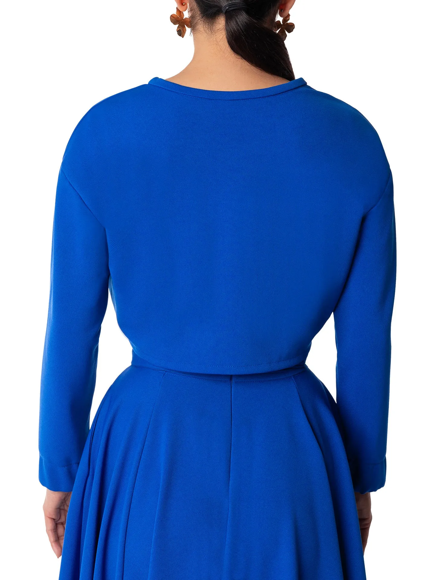 "Marie" Cobalt Long Sleeve Crop Top