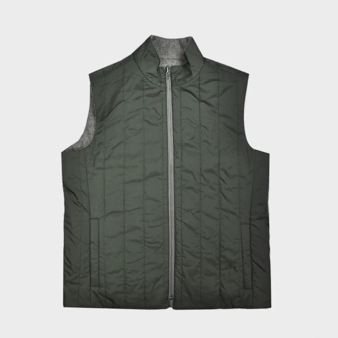 Reversible Wool & Puffer Gilet In Mink & Olive