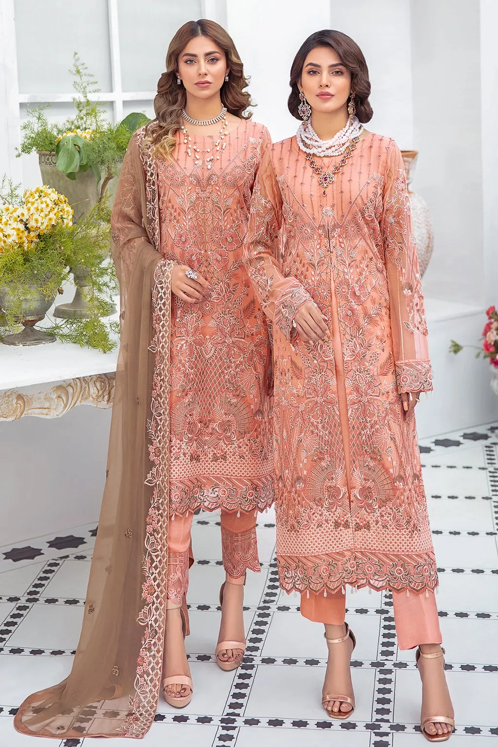 Salwar Kameez Online USA in Soft Peach Shade #PF376