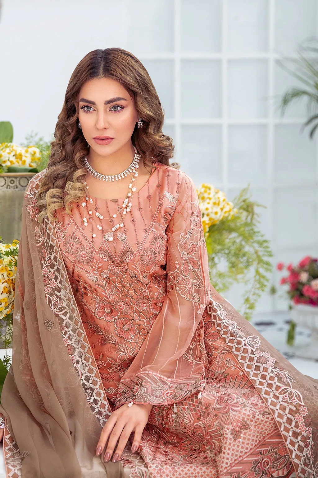 Salwar Kameez Online USA in Soft Peach Shade #PF376