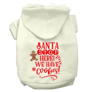 Santa, We Have Cookies Screen Print Dog Hoodie Cream L