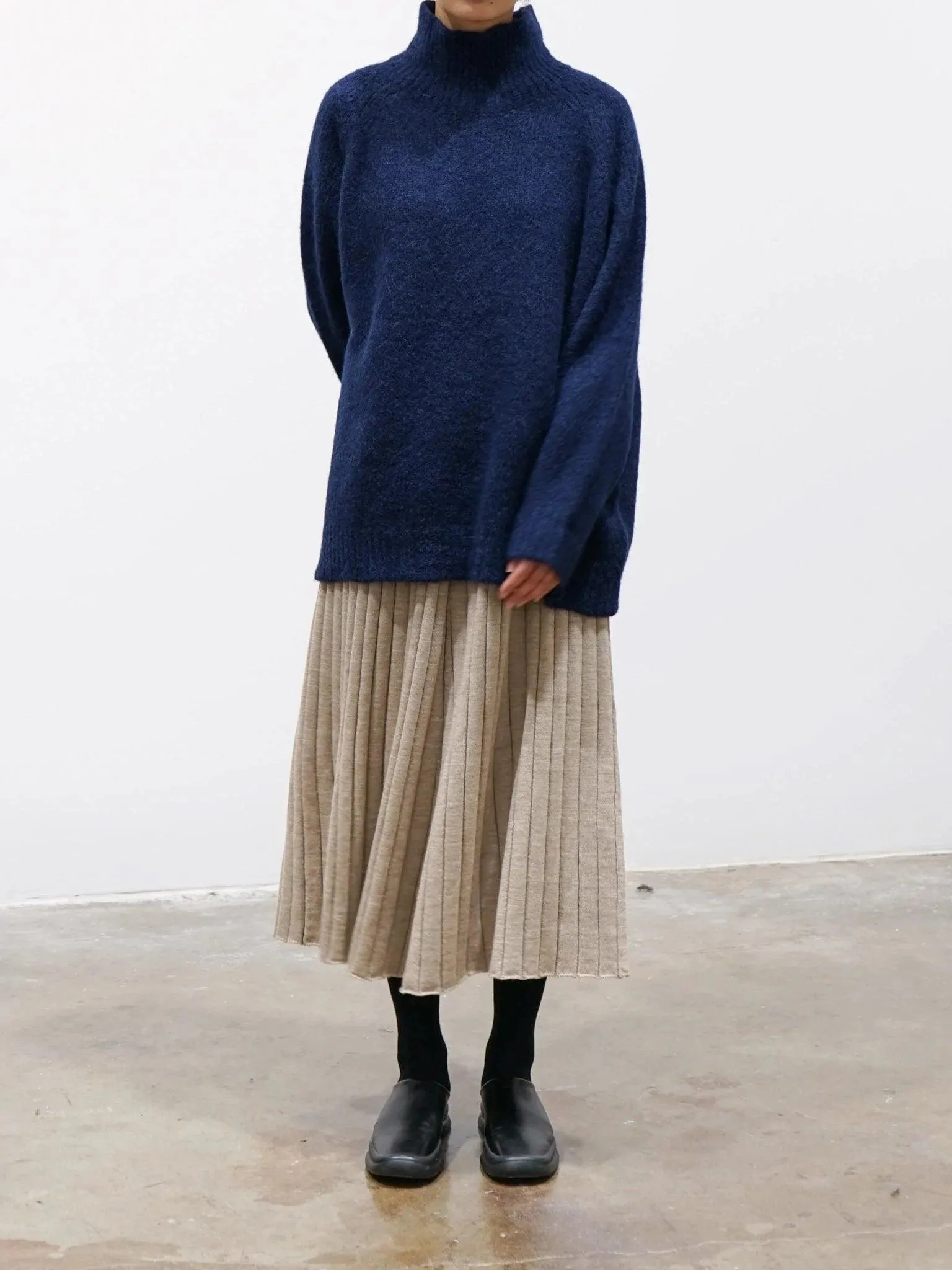 Shaggy Turtleneck Knit - Navy