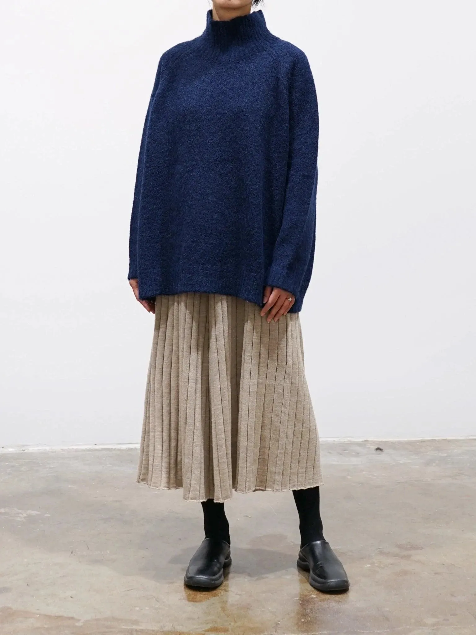 Shaggy Turtleneck Knit - Navy