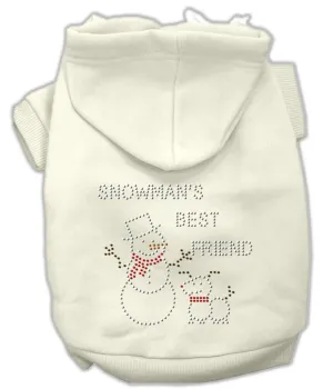 Snowman's Best Friend Rhinestone Hoodie Cream XXL (18)