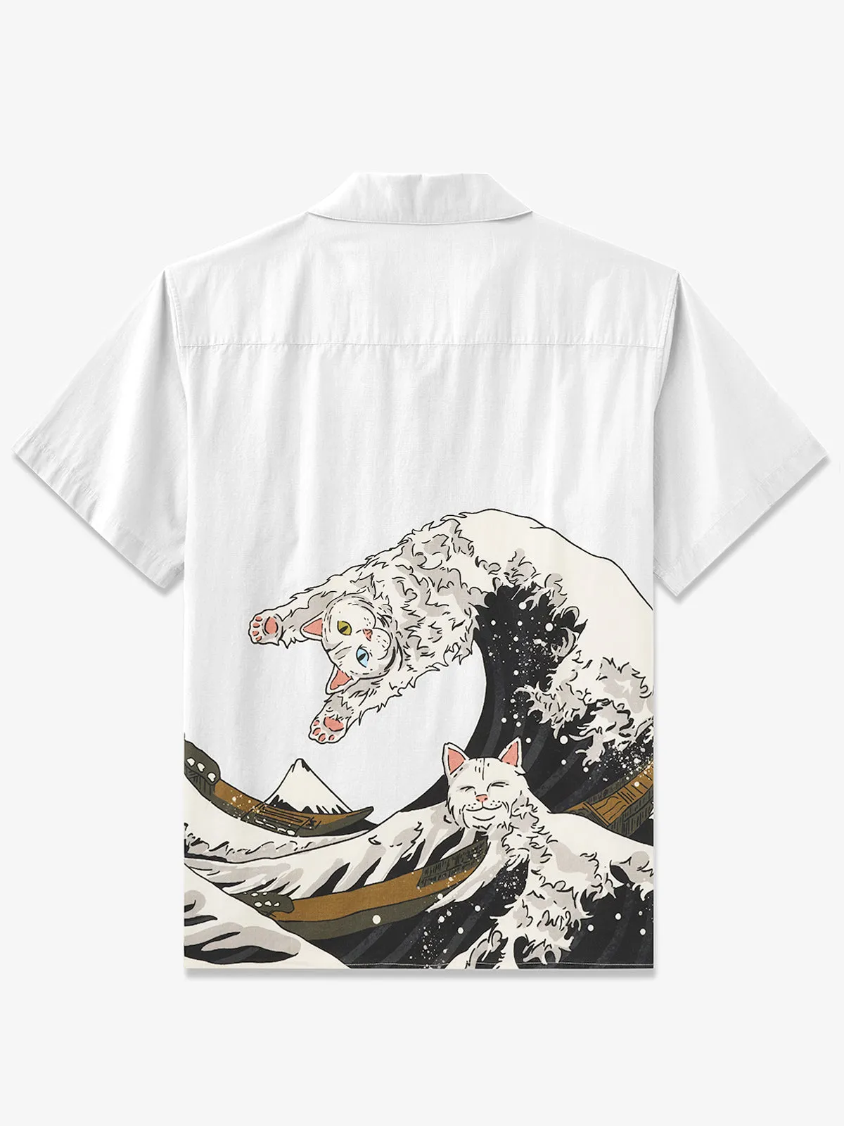 The Cat That Turns Into a Wave Cotton Camp Shirt