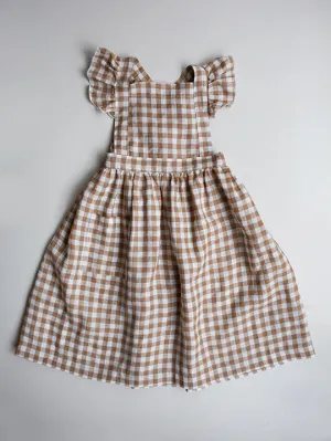 The Simple Folk Gingham Pinafore Dress | Bronze Gingham