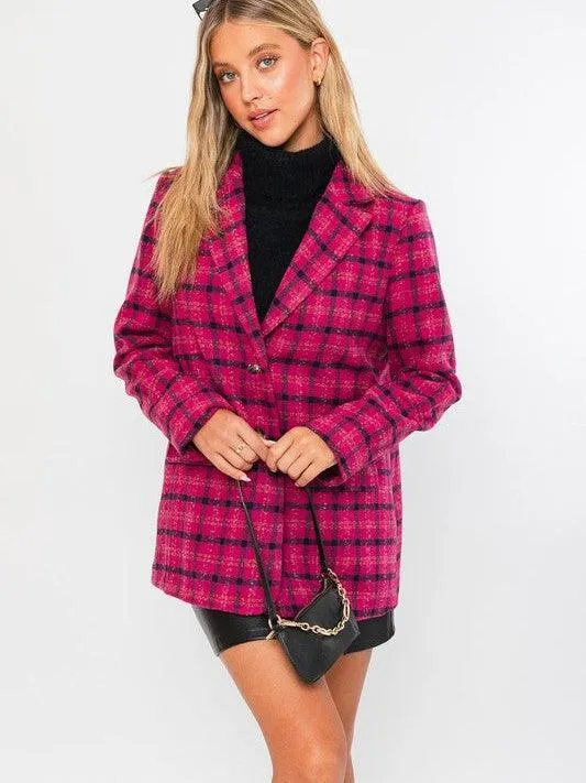 Ultimate Think Pink Plaid Blazer