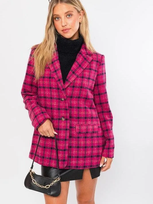 Ultimate Think Pink Plaid Blazer