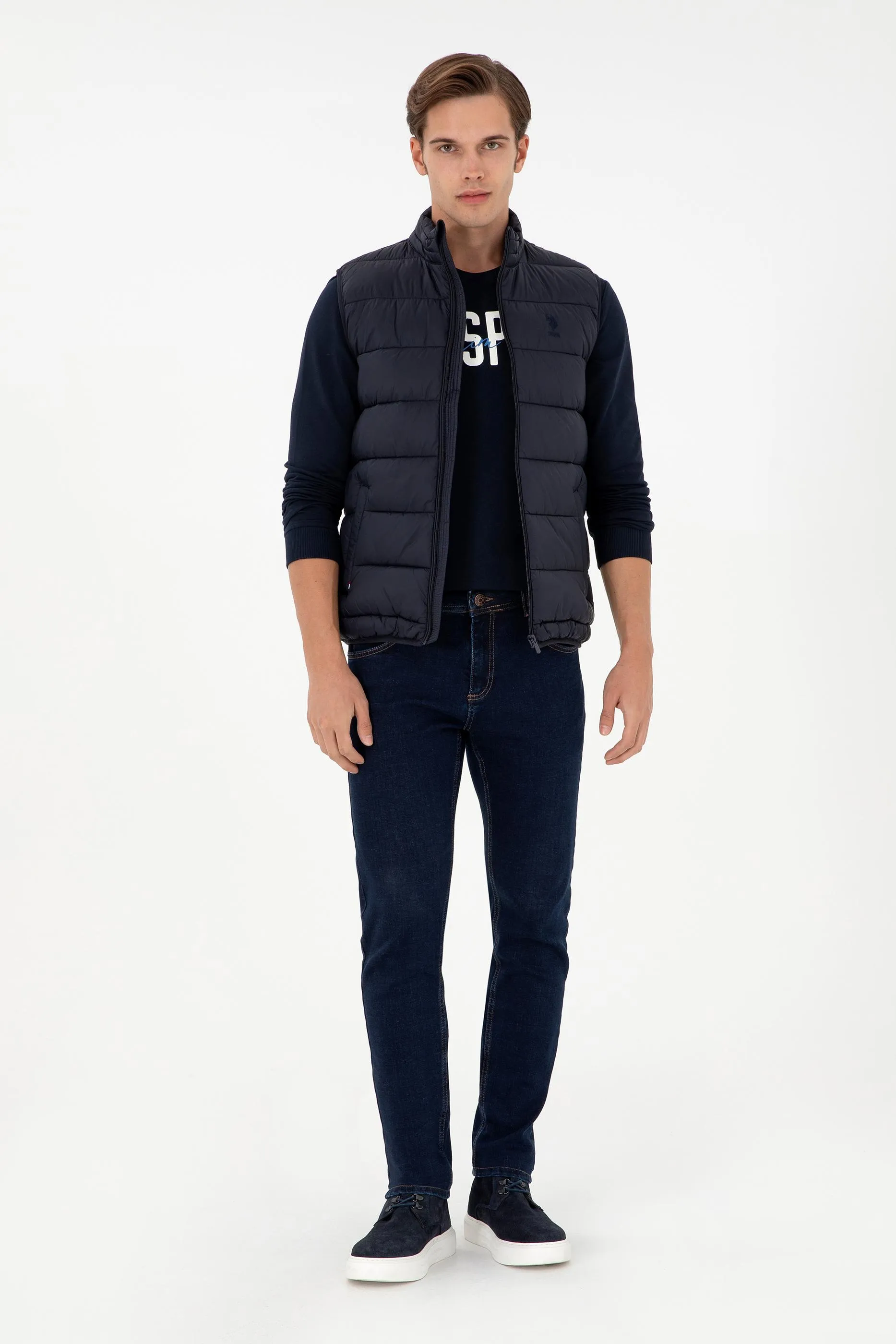 USPA Men Jacket Vest Quilted S/L Navy VR033 USPJK143 US POLO ASSN.